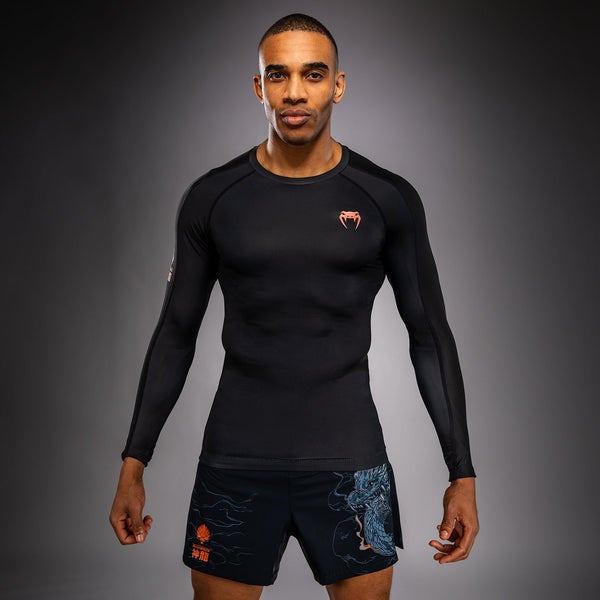 Venum Thunder Dragon Rashguard - LS (26) - Pitk&auml;hihainen - Musta/Harmaa/ Kupari